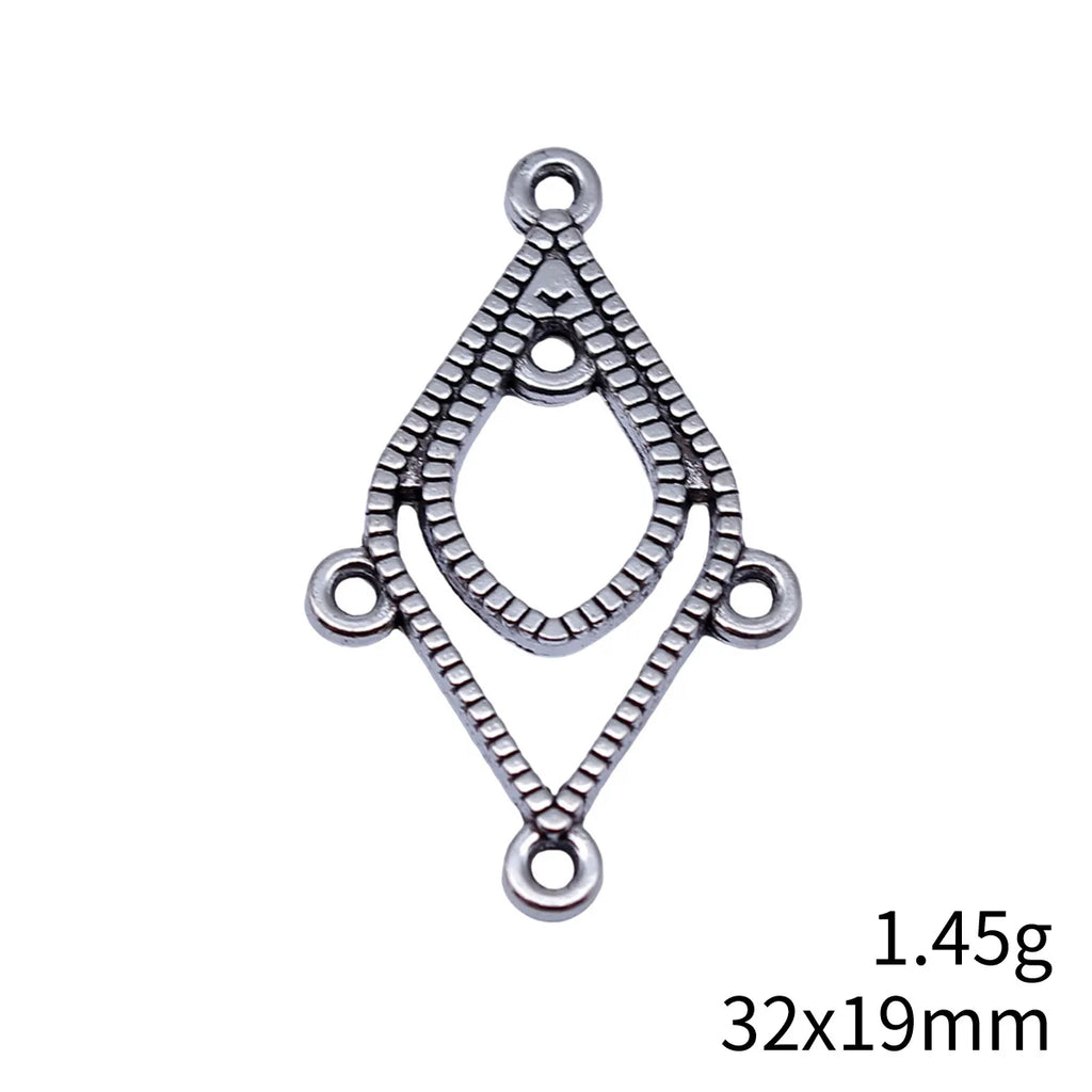 32x19mm 1.45g Multicolor Zinc Alloy Diamond Earring Connector Charm for DIY Dangle Earring Making
