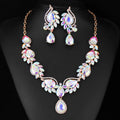 Luxury Bridal Rhinestone Crystal Necklace And Earrings Jewelry Set For Wedding Banquet Party Jewelry Gift