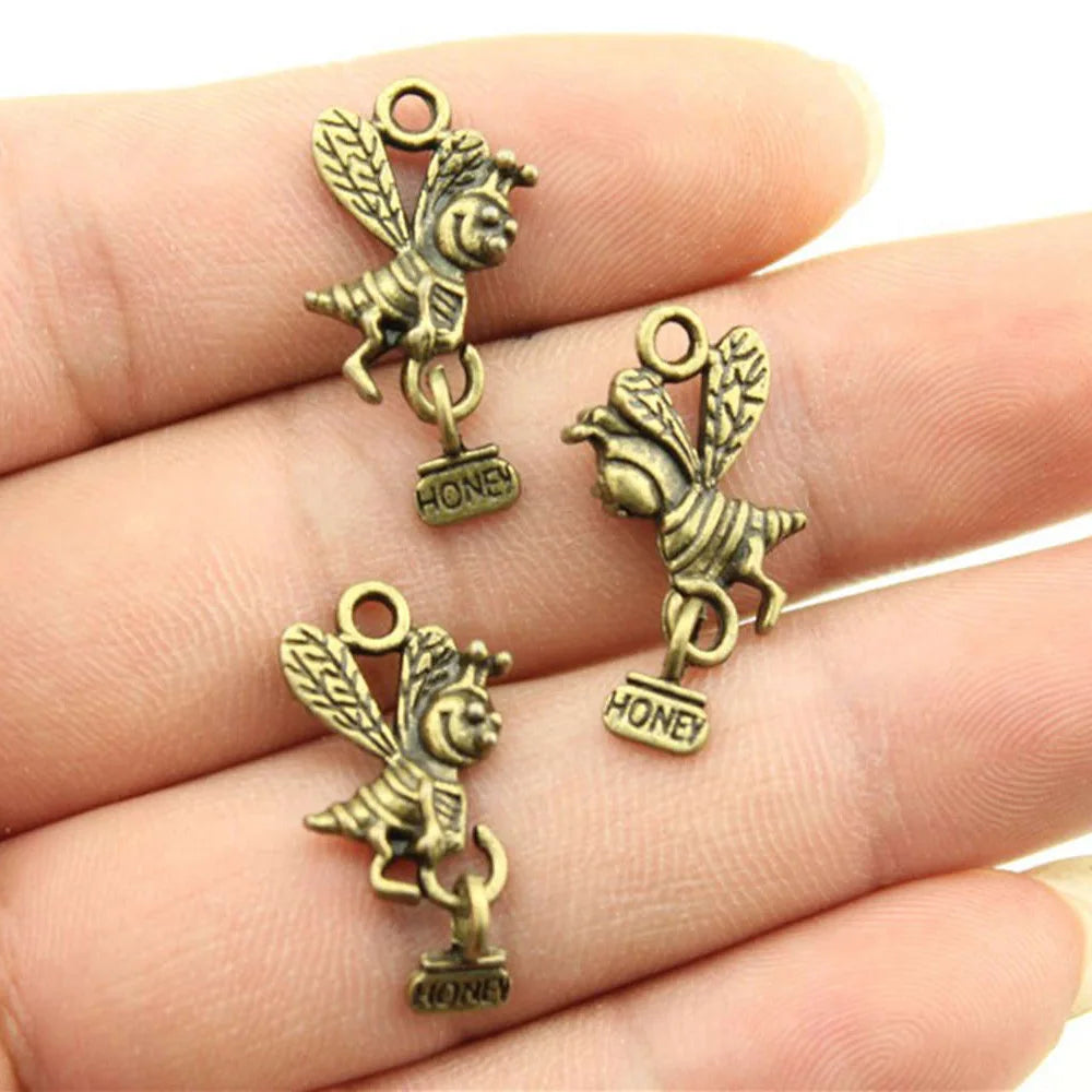 19x12mm 1.4g Multicolor Zinc Alloy Bee Charm Pendant for DIY Necklace Bracelet Jewelry Making
