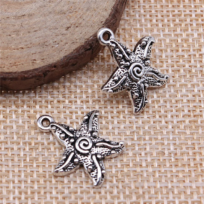 18x20mm 1.5g Antique Silver Zinc Alloy Starfish Charm Pendant for DIY Ocean Jewelry Making Findings
