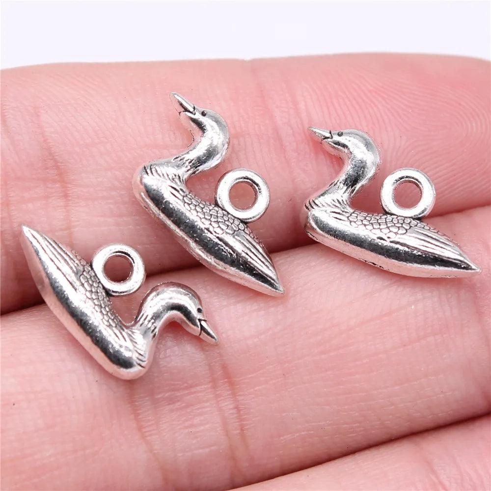 18x10mm 1.42g Antique Silver Zinc Alloy Goose Charm Pendant for DIY Necklace Bracelet Jewelry Making