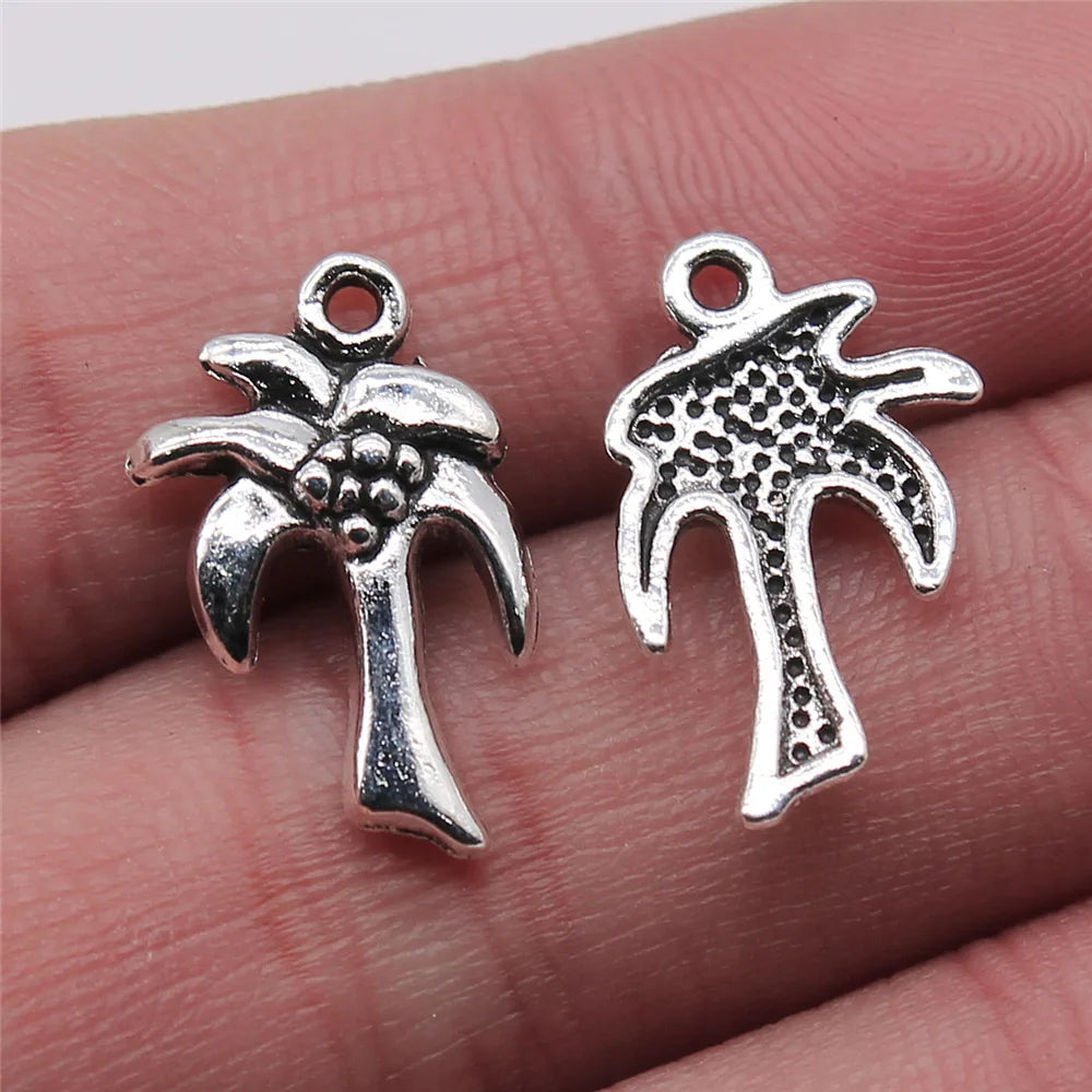13x20mm 1g Multicolor Zinc Alloy Coconut Tree Charm Pendant for Necklace Bracelet Jewelry Making