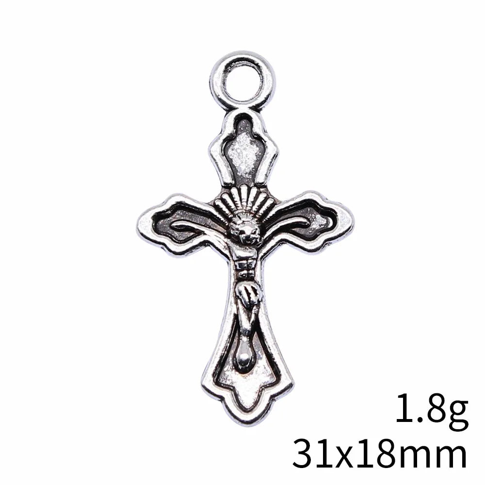 31x18mm 1.8g Antique Silver Zinc Alloy Cross Charm Pendant for DIY Necklace Bracelet Jewelry Making