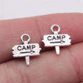 12x13mm 0.7g Antique Silver Zinc Alloy CAMP Camping Sign Letter Charm Pendant for DIY Outdoor Jewelry