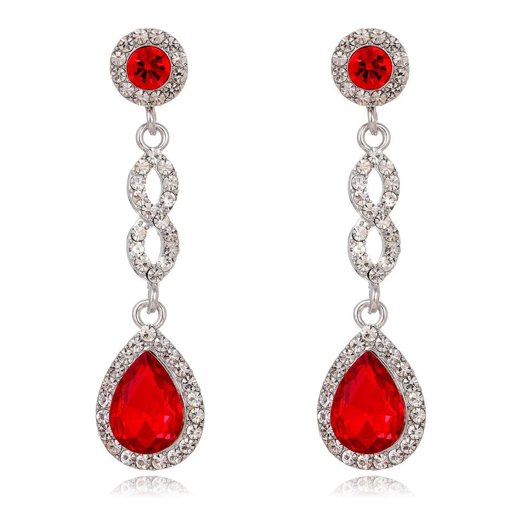 Luxury Blue Crystal Teardrop Dangle Earrings With Rhinestone Halo, Bridal Wedding Banquet Party Jewelry