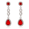 Luxury Blue Crystal Teardrop Dangle Earrings With Rhinestone Halo, Bridal Wedding Banquet Party Jewelry
