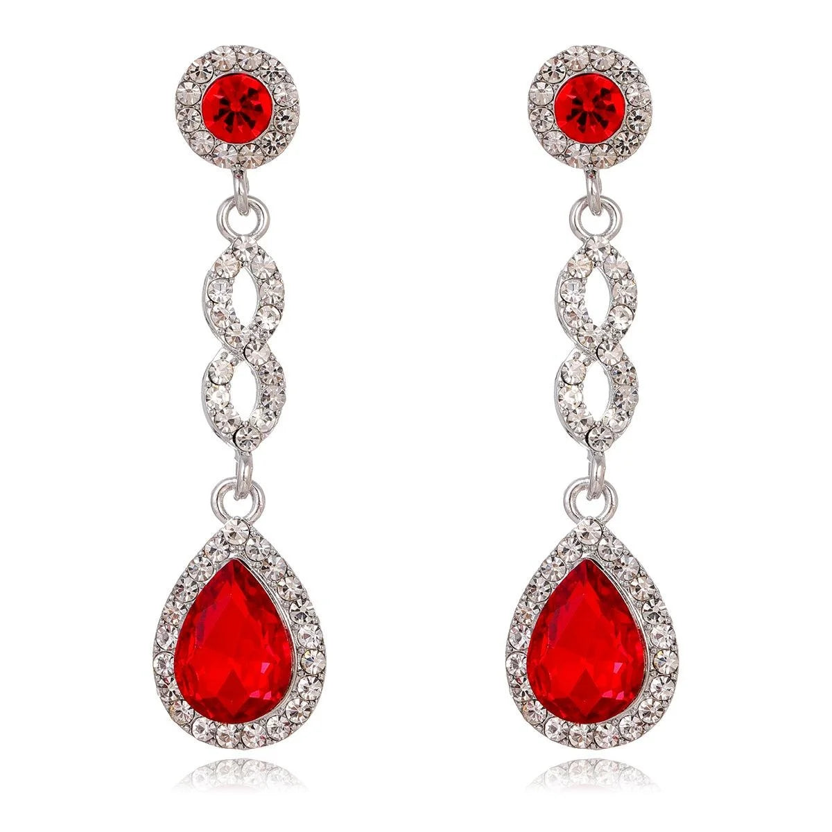 Luxury Blue Crystal Teardrop Dangle Earrings With Rhinestone Halo, Bridal Wedding Banquet Party Jewelry