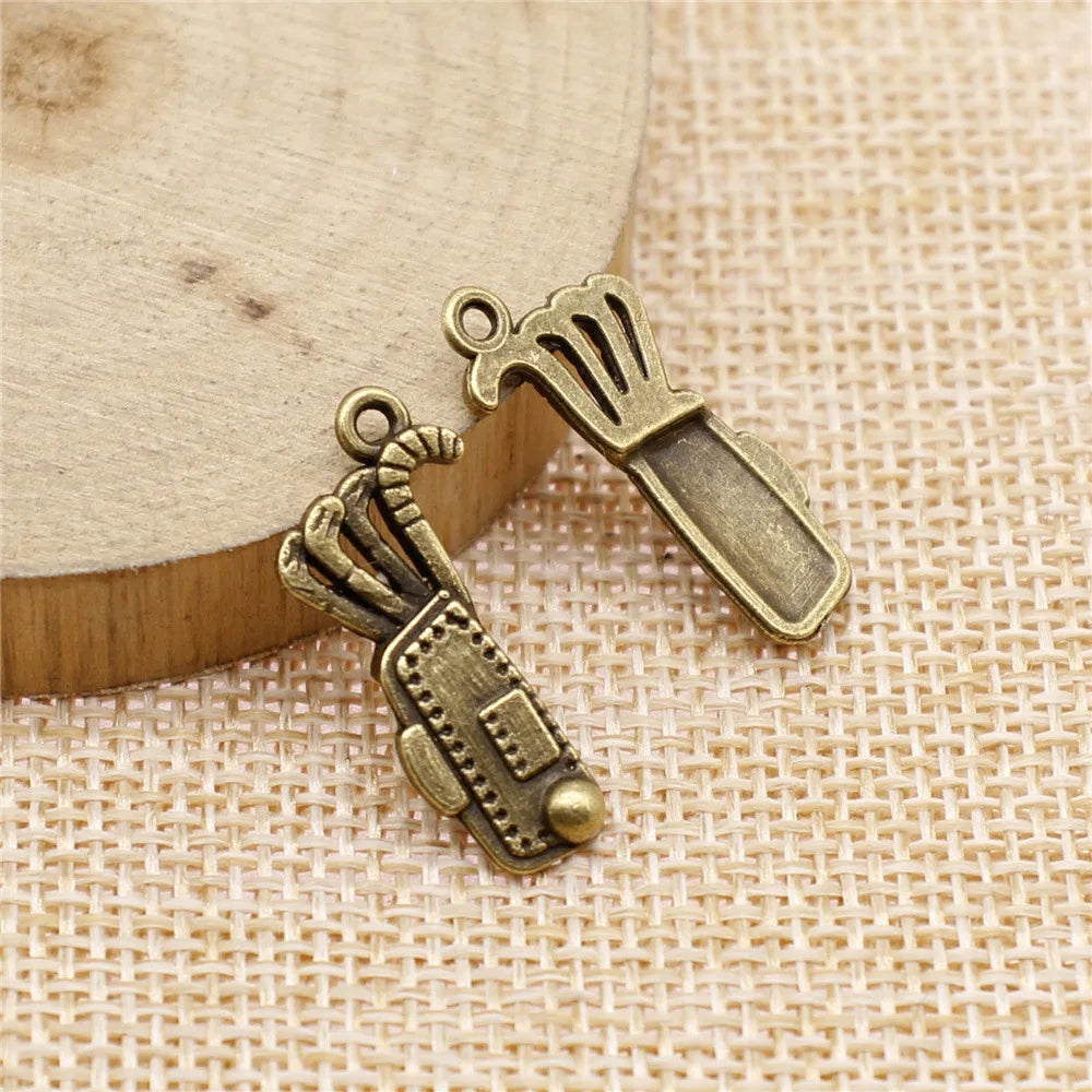 25x11mm 1.3g Multicolor Zinc Alloy Golf Bag Charm Pendant for DIY Necklace Bracelet Making