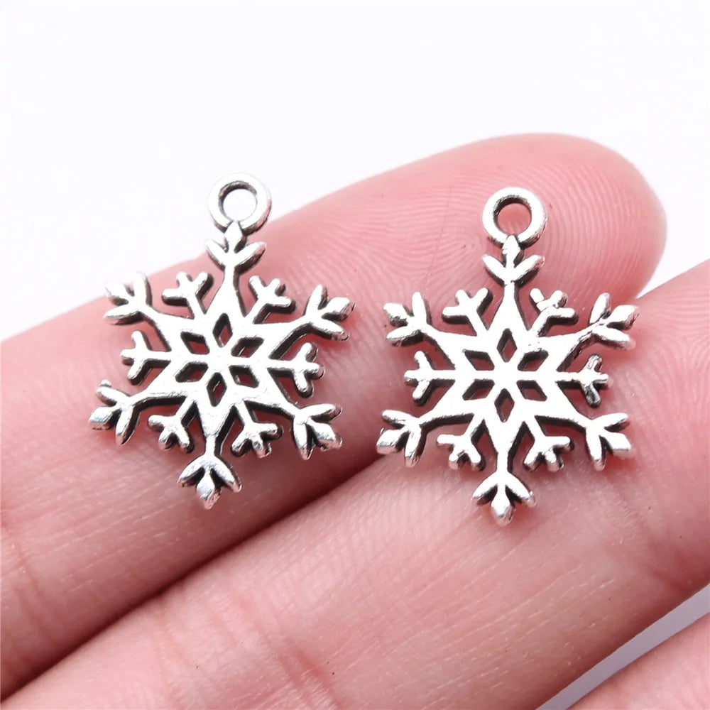 21x16mm 1.5g Antique Silver Zinc Alloy Snowflake Charm Pendant for Christmas DIY Jewelry Making