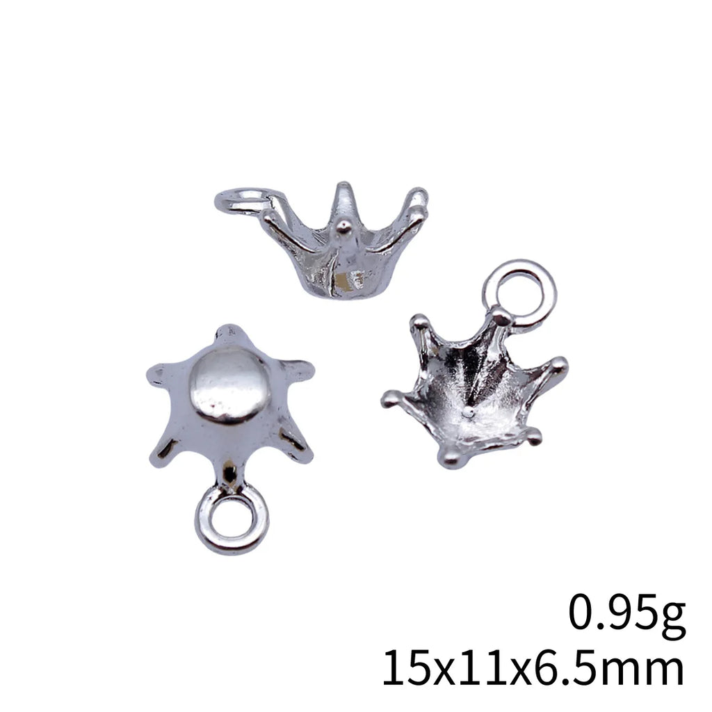 15x11x6.5mm 0.95g Multicolor Zinc Alloy Rhinestone Setting Crown Charm Pendant for DIY Jewelry Making