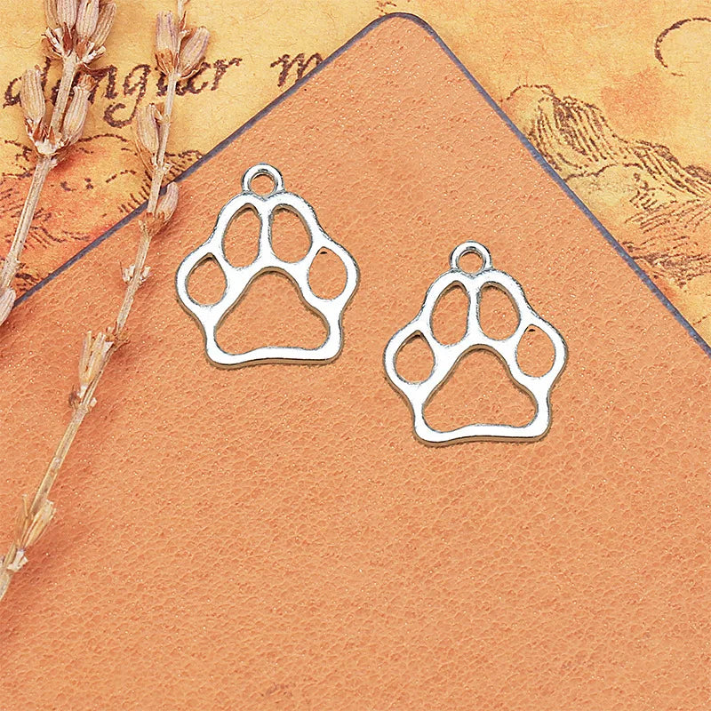 20x17MM Zinc Alloy Paw Print Charm Pendant for DIY Necklace Bracelet Jewelry Making