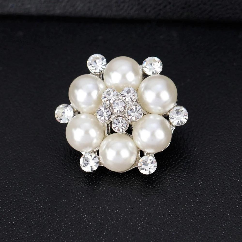 Elegant Pearl Cluster Brooch With Sparkling Rhinestones, Luxury Floral Lapel Pin Corsage For Suit Gift