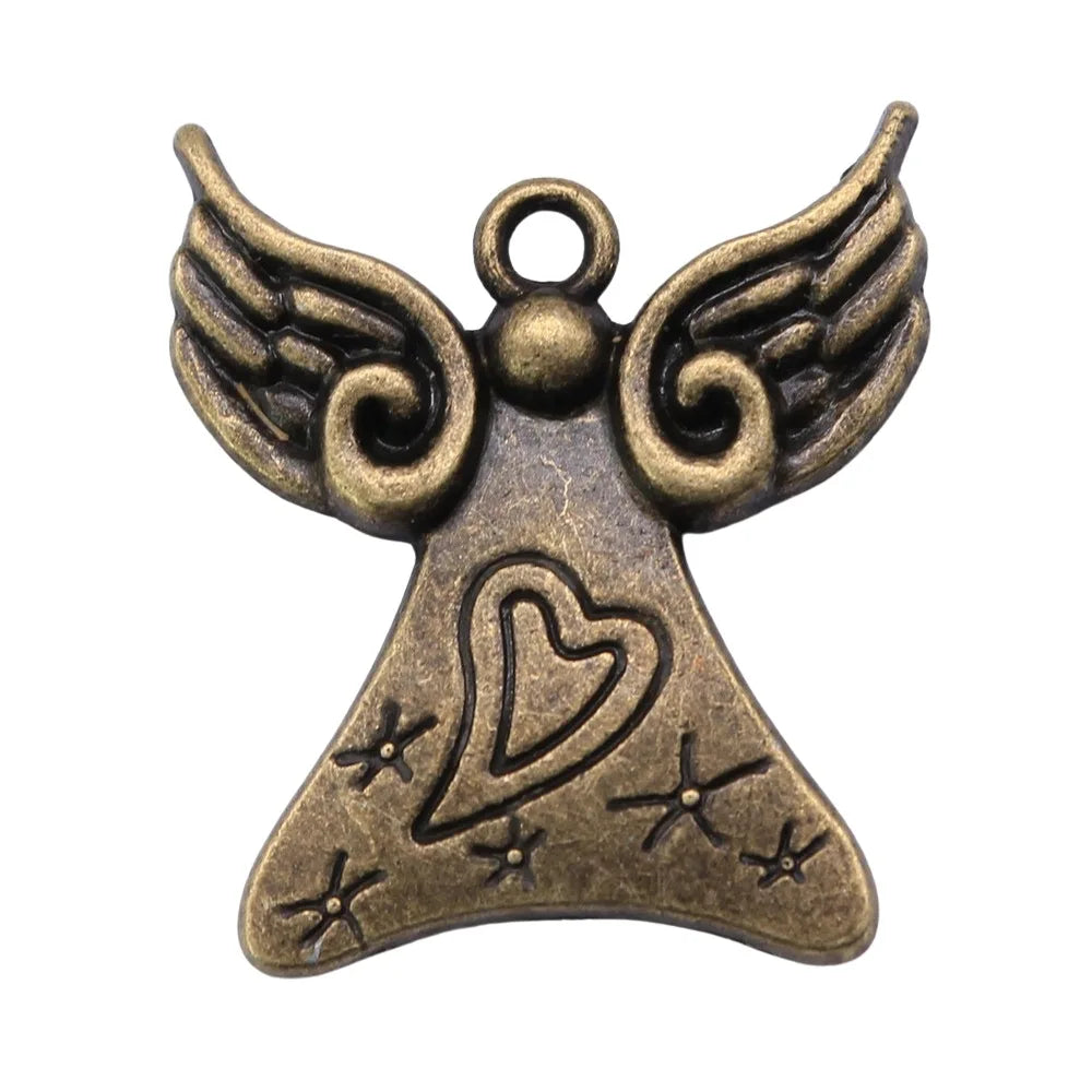 28x25mm 3.7g Multi Color Zinc Alloy Heart Angel Charm Pendant for DIY Necklace Bracelet Making