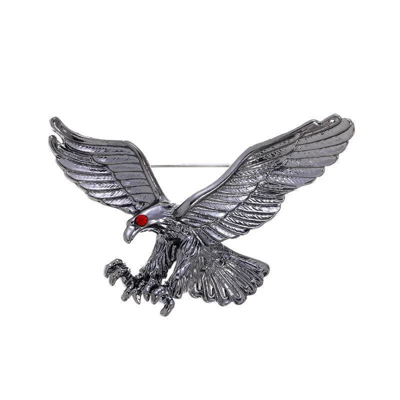 Vintage Gold Alloy Eagle Brooch With Red Rhinestone Eye, Elegant Animal Lapel Pin For Suit Accessory Gift