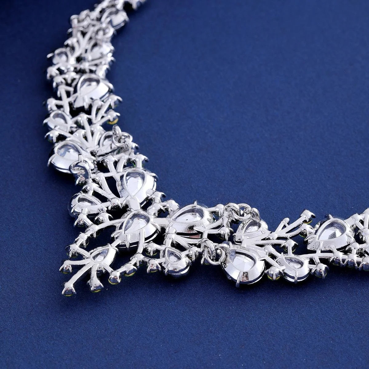Luxury Bridal Teardrop Crystal Rhinestone Necklace Earrings Jewelry Set For Wedding Banquet Party Gift