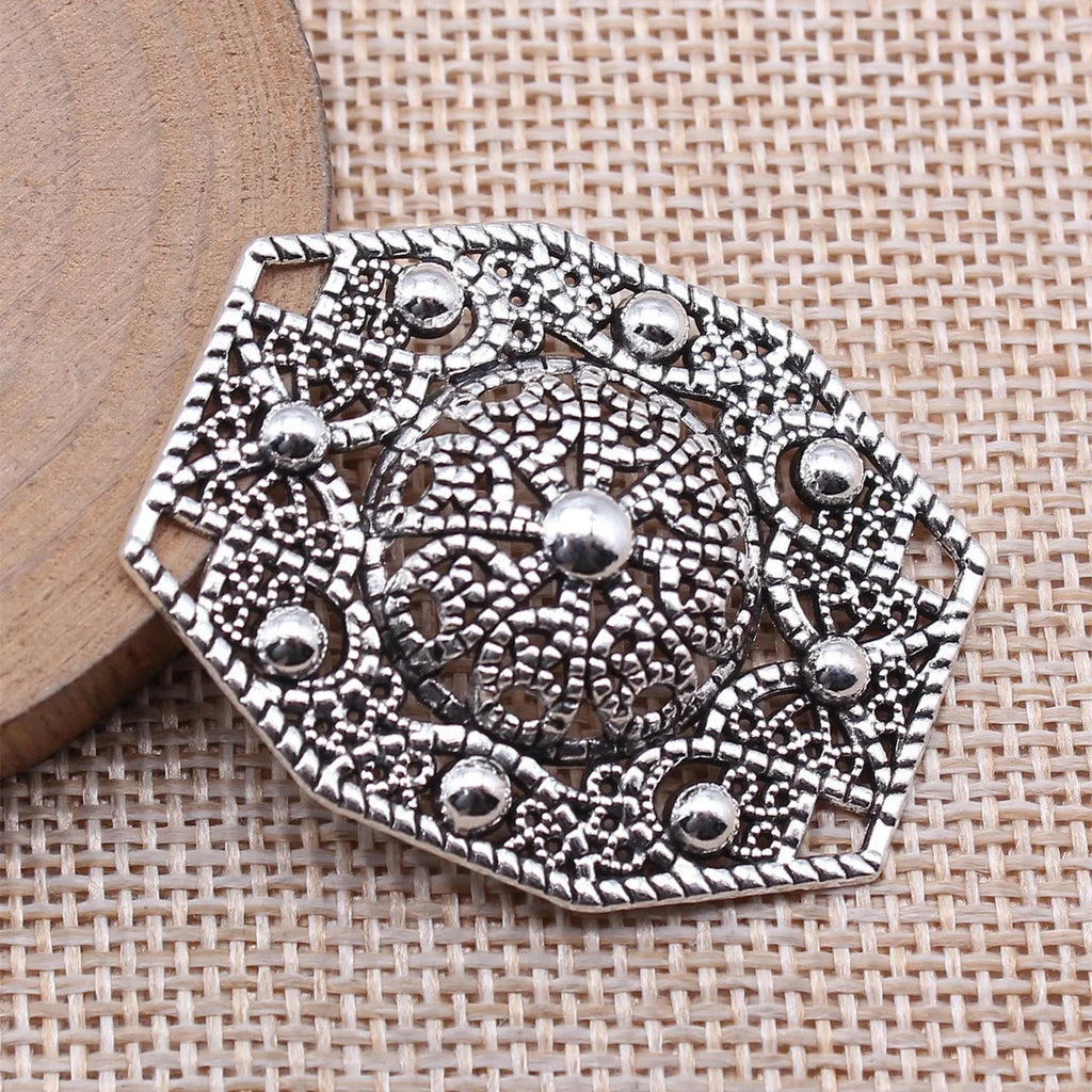 41x32mm 5g Antique Silver Zinc Alloy Four Hole Body Chain Connector Charm for Body Waist Chain