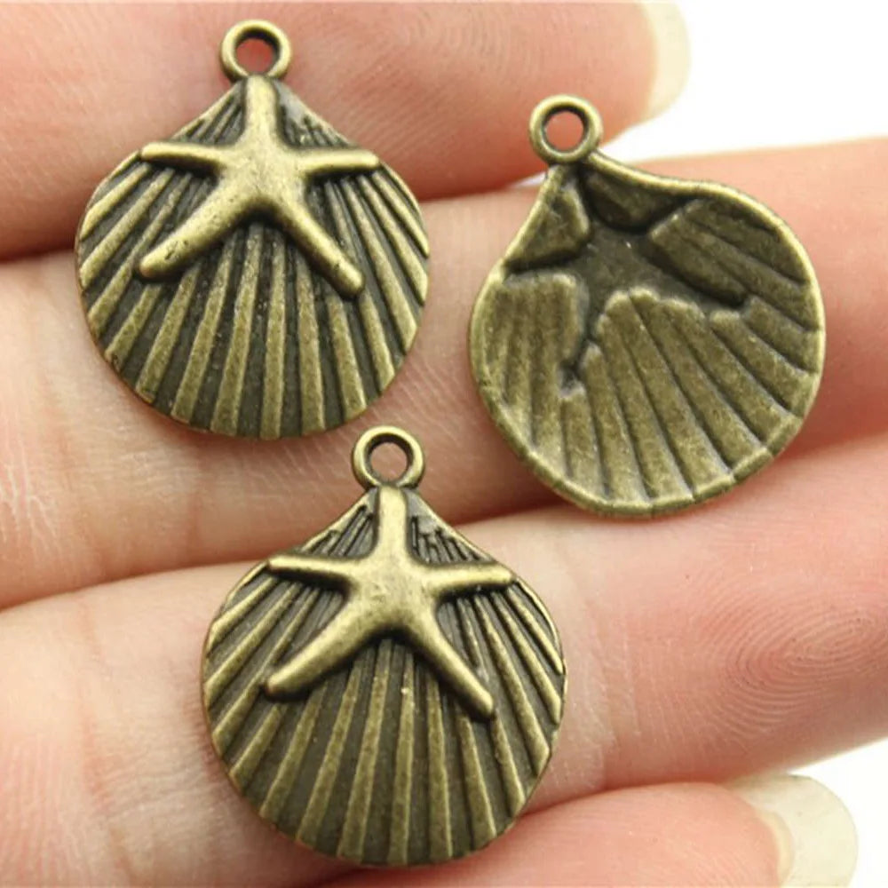 22x18mm 2g Multicolor Zinc Alloy Starfish Shell Charm Pendant for DIY Necklace Bracelet Making