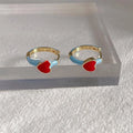 14K Gold Plated Copper Enamel Heart Drop Earrings, Trendy Summer Jewelry