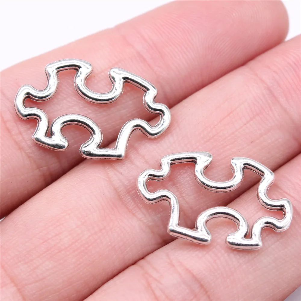 24x15mm 1.54g Antique Silver Zinc Alloy Puzzle Charm Pendant for DIY Necklace Bracelet Jewelry Making