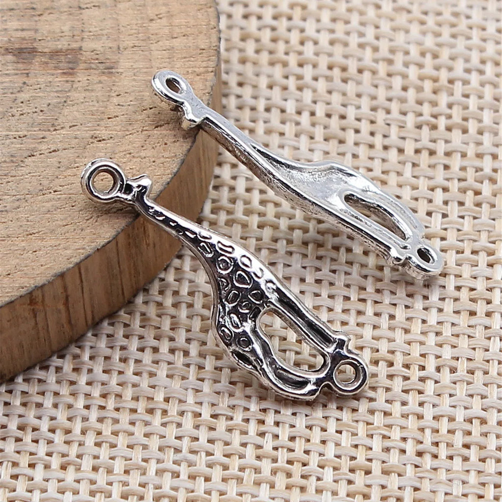 30x8mm 1.1g Antique Silver Tone Zinc Alloy Giraffe Connector Charm for DIY Bracelet Jewelry Making