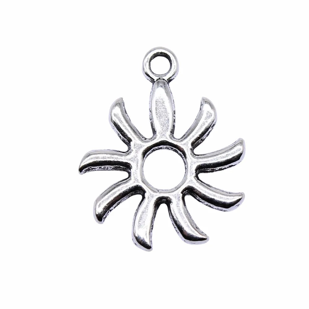 18x15mm 0.8g Antique Silver Zinc Alloy Sun Charm Pendant for DIY Necklace Bracelet Jewelry Making