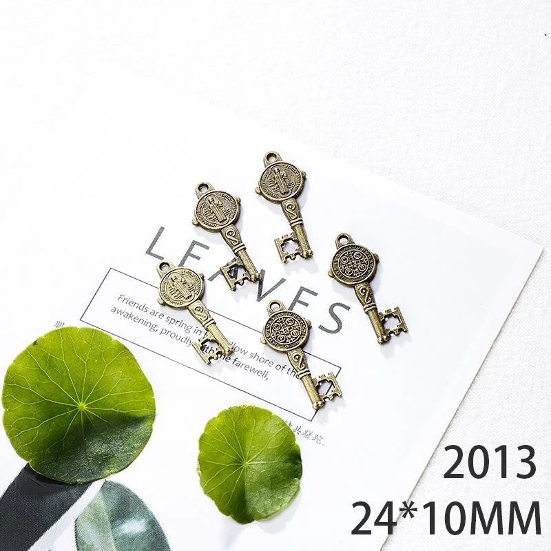 Zinc Alloy Double Sided Key Charm Pendant for DIY Necklace Bracelet Jewelry Making