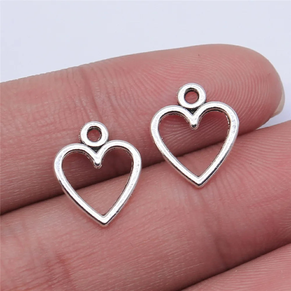 14x12mm 0.35g Multicolor Zinc Alloy Hollow Heart Charm Pendant for DIY Bracelet Necklace Making