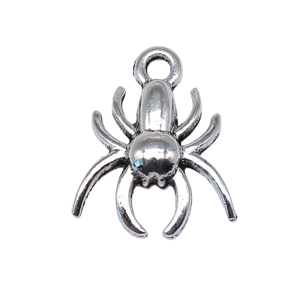 17x14mm 0.9g Multicolor Zinc Alloy Spider Insect Charm Pendant for Halloween DIY Jewelry Making