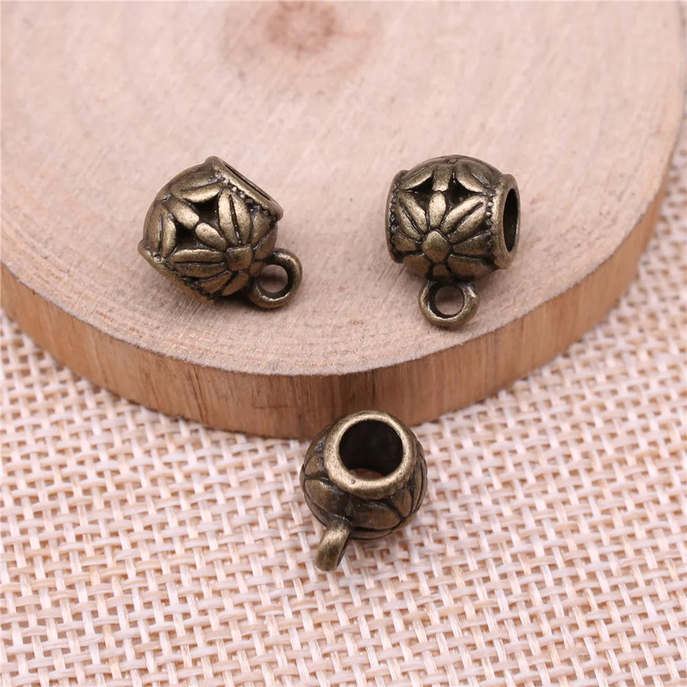 13x9x9mm 2.3g Multicolor Zinc Alloy Hollow Floral Pendant Bail Connector for DIY Jewelry Making