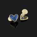 Blue Enamel Heart Alloy Stud & Clip On No Piercing Elegant Gold Tone Love Heart Earrings
