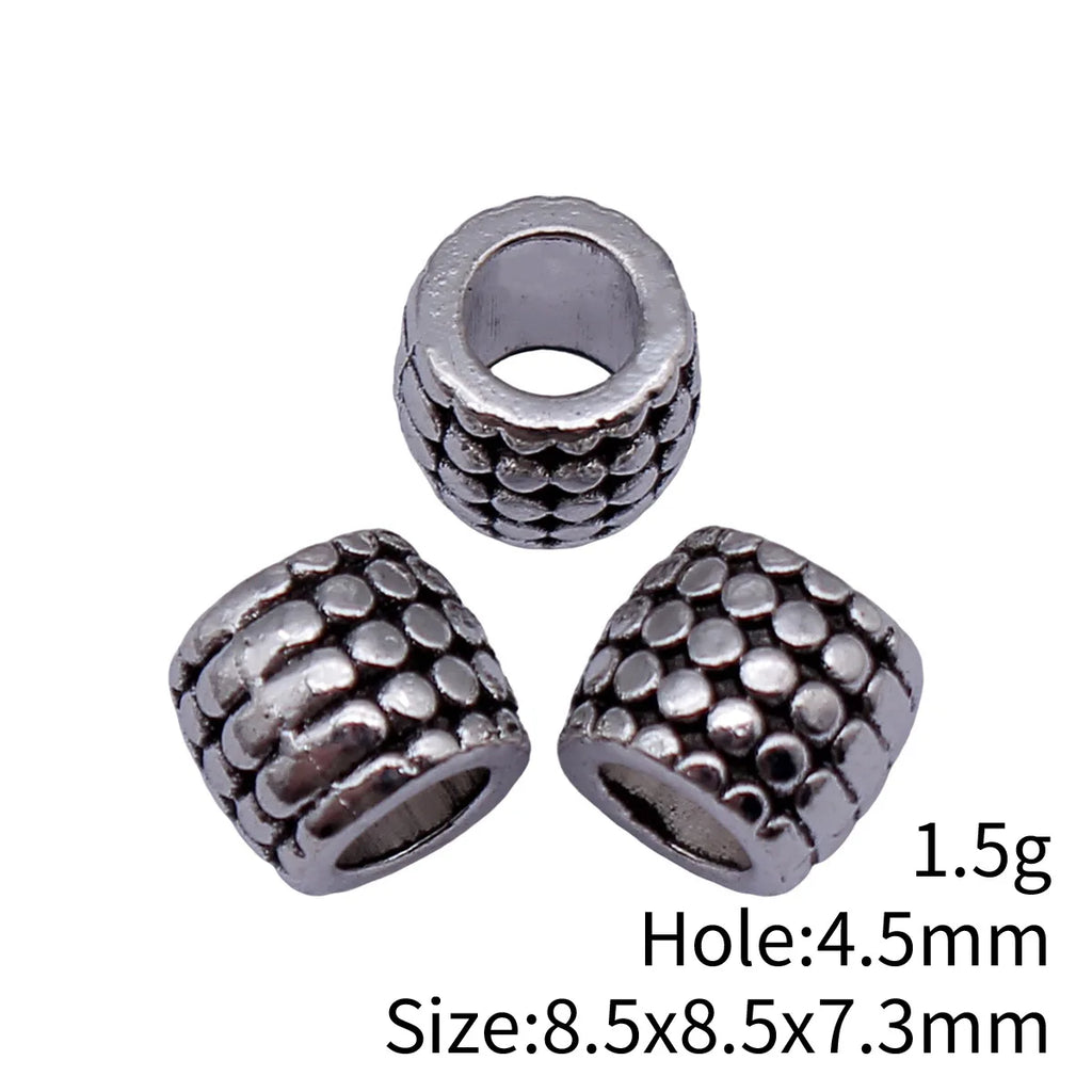 8.5x8.5x7.3mm 1.5g Antique Silver Zinc Alloy Polka Dot Large Hole Spacer Beads for DIY Bracelet Making