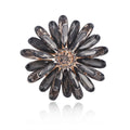 Elegant Double Layer Sunflower Rhinestone Brooch, Smoky Crystal Flower Lapel Pin Corsage Suit Accessory