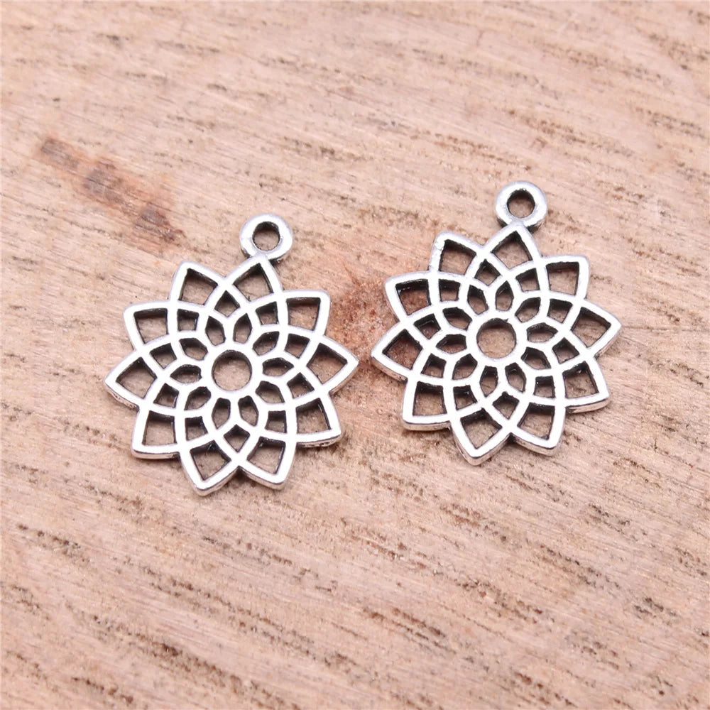 17x15mm 0.8g Antique Silver Zinc Alloy Chakra Geometric Charm Pendant for DIY Bracelet Making