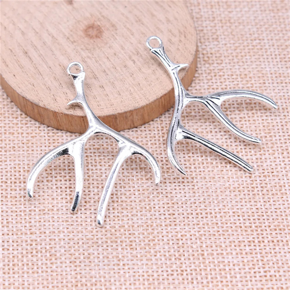 51x40mm 4.3g Multicolor Zinc Alloy Deer Antler Charm Pendant for Necklace Bracelet Making
