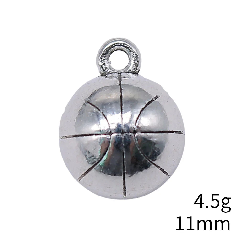 11mm 4.5g Multicolor Zinc Alloy Basketball Charm Pendant for DIY Sports Necklace Bracelet Making