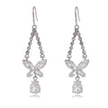 Luxury Red Zircon Bow Tassel Drop Earrings With Butterfly Crystal Pendant For Wedding Party Gift