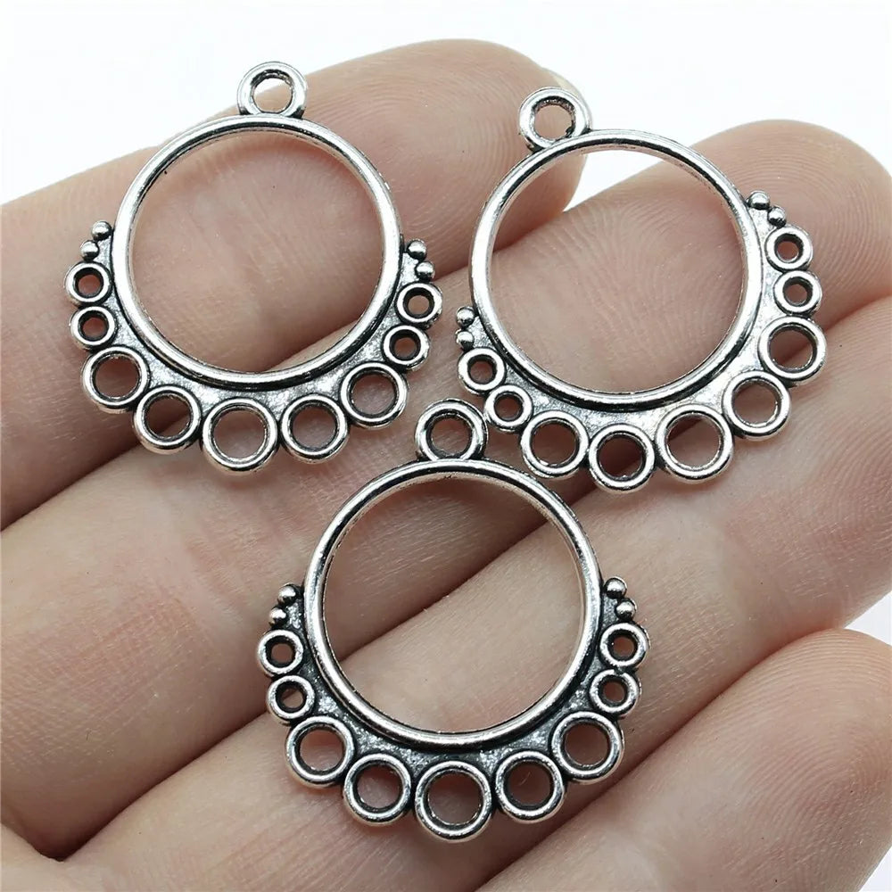 27x24mm 1.5g Multi Color Zinc Alloy Round Multi Hole Earring Connector Charms for DIY Jewelry Making