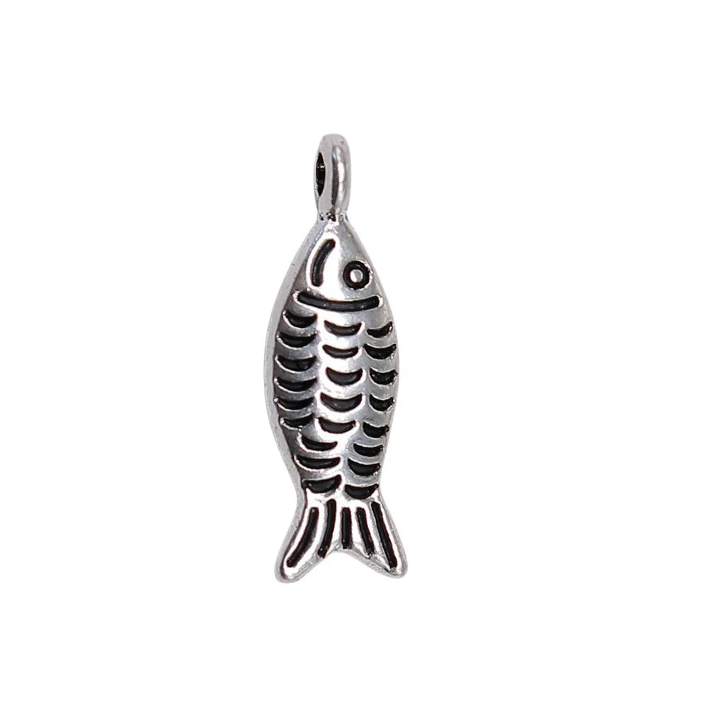 20x6mm 1g Multicolor Zinc Alloy Fish Charm Pendant for Ocean Theme Bracelet Necklace DIY