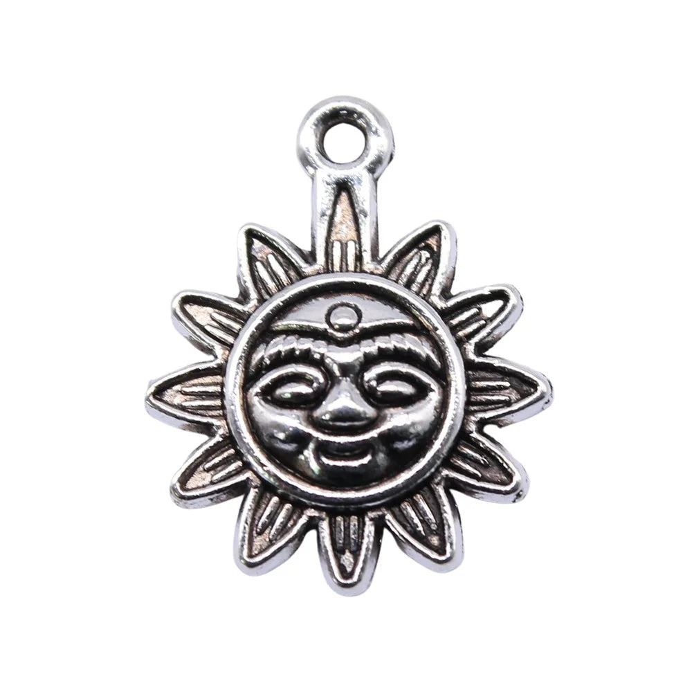 19x15mm 1.3g Multicolor Zinc Alloy Sun Charm Pendant for DIY Necklace Bracelet Jewelry Making