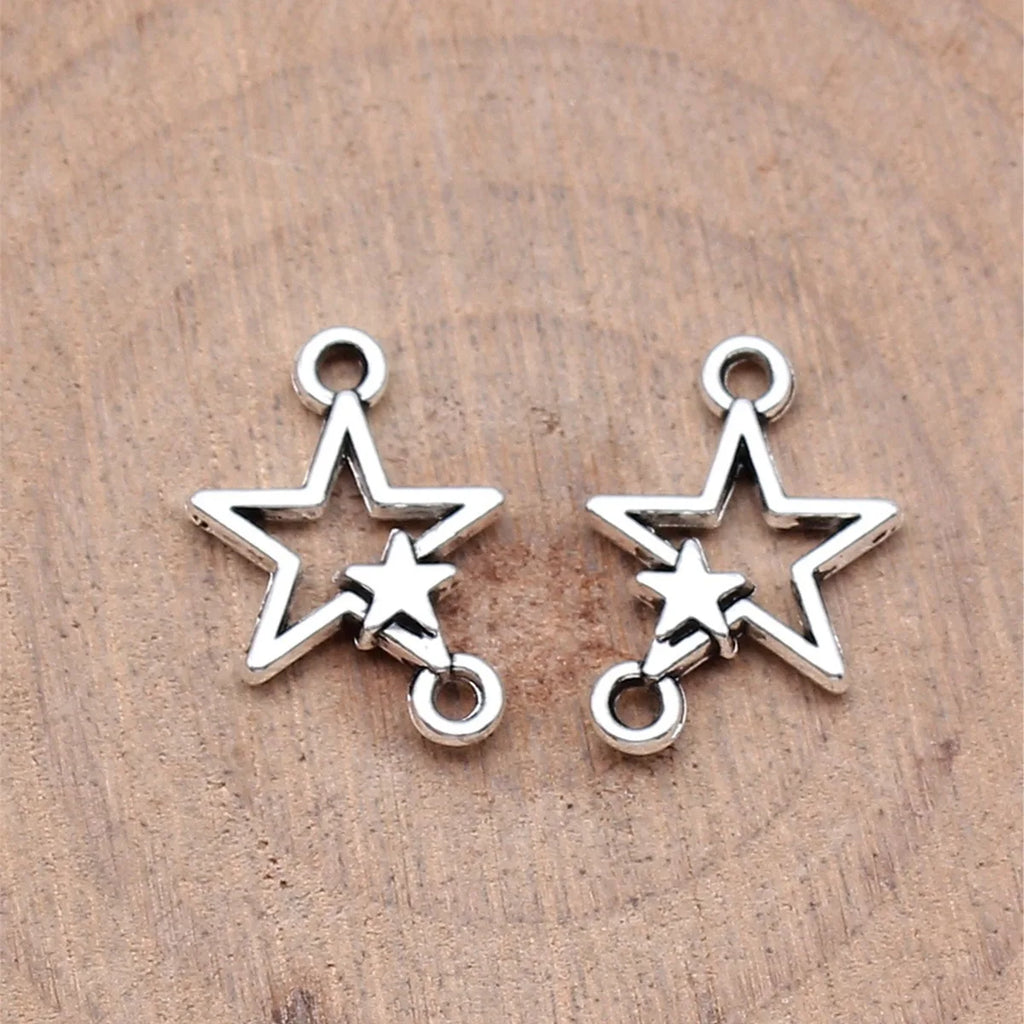 15x11mm 0.5g Multicolor Zinc Alloy Five Point Star Connector Charm for DIY Bracelet Earring Making