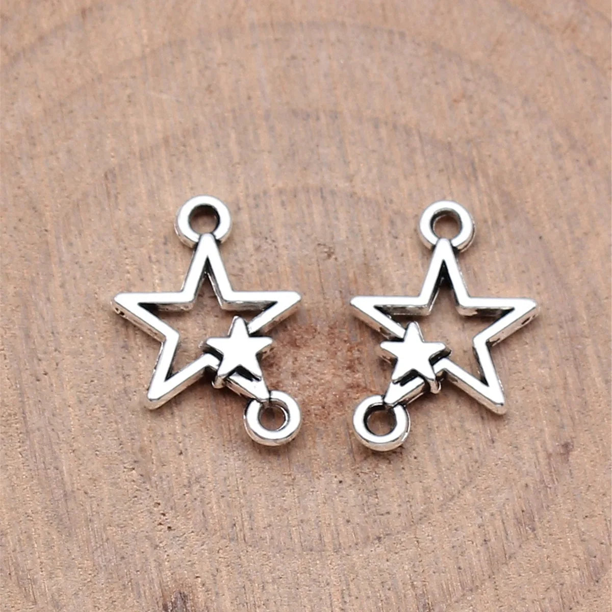 15x11mm 0.5g Multicolor Zinc Alloy Five Point Star Connector Charm for DIY Bracelet Earring Making
