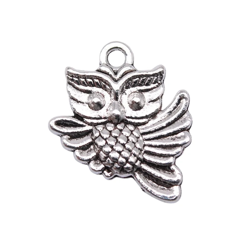17x16mm 1.8g Multicolor Zinc Alloy Owl Cat Charm Pendant for Handmade Bracelet Necklace DIY Jewelry