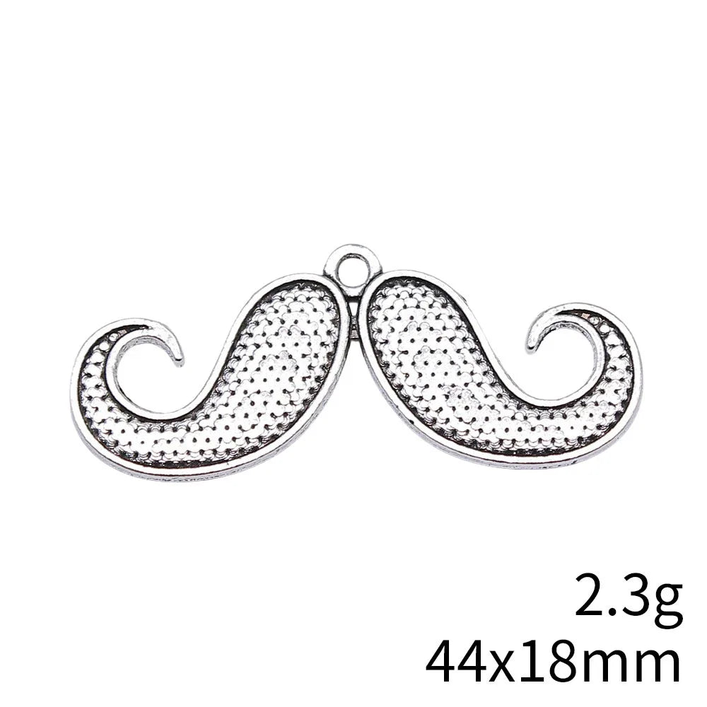 44x18mm 2.3g Multicolor Zinc Alloy Handlebar Mustache Charm Pendant for DIY Keychain Jewelry Making