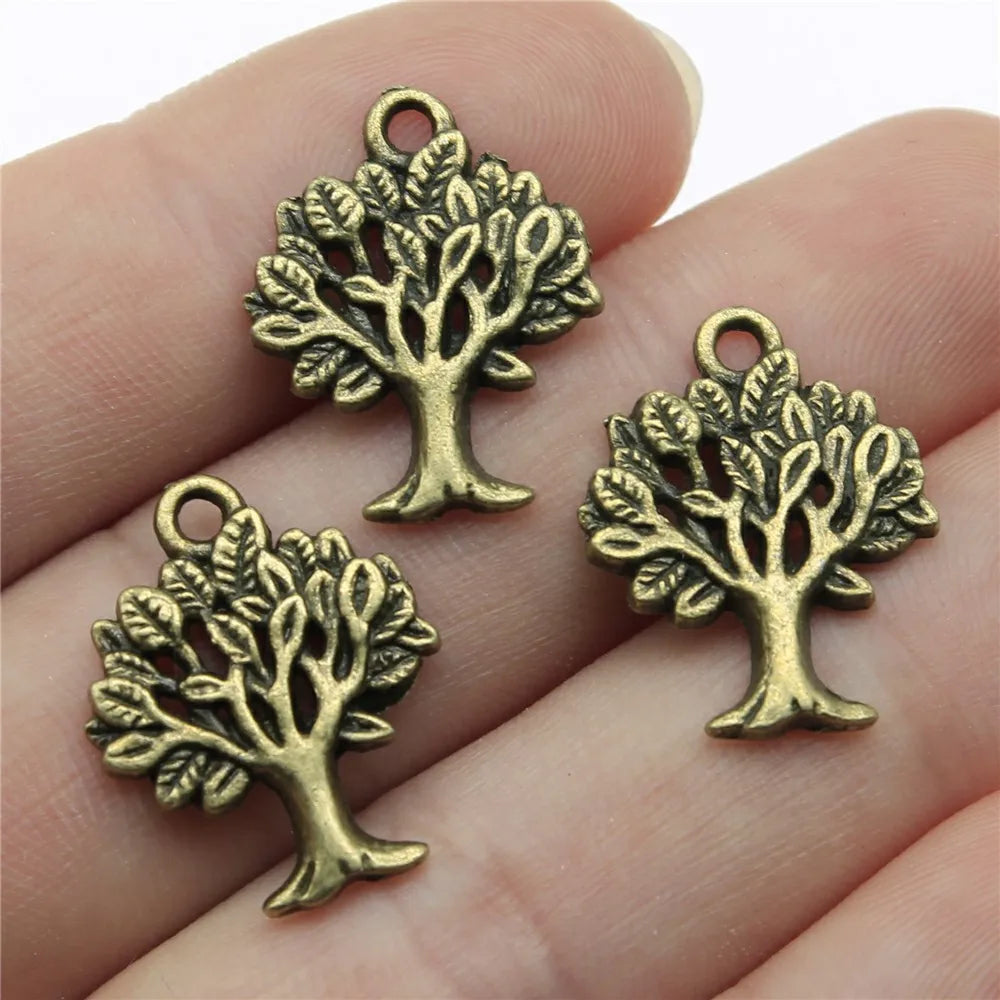 22x17mm 1.6g Multicolor Zinc Alloy Tree Charm Pendant for Bracelet Necklace DIY Jewelry Making