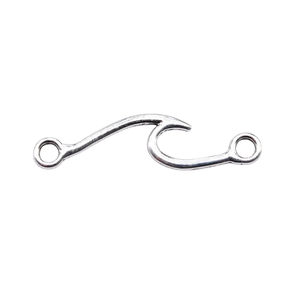 31x8mm 0.68g Antique Silver Zinc Alloy Sea Wave Connector Charm Pendant for DIY Bracelet Jewelry Making