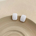Natural Crushed Shell Square Stud Earrings Copper Geometric French Vintage Minimalist Jewelry