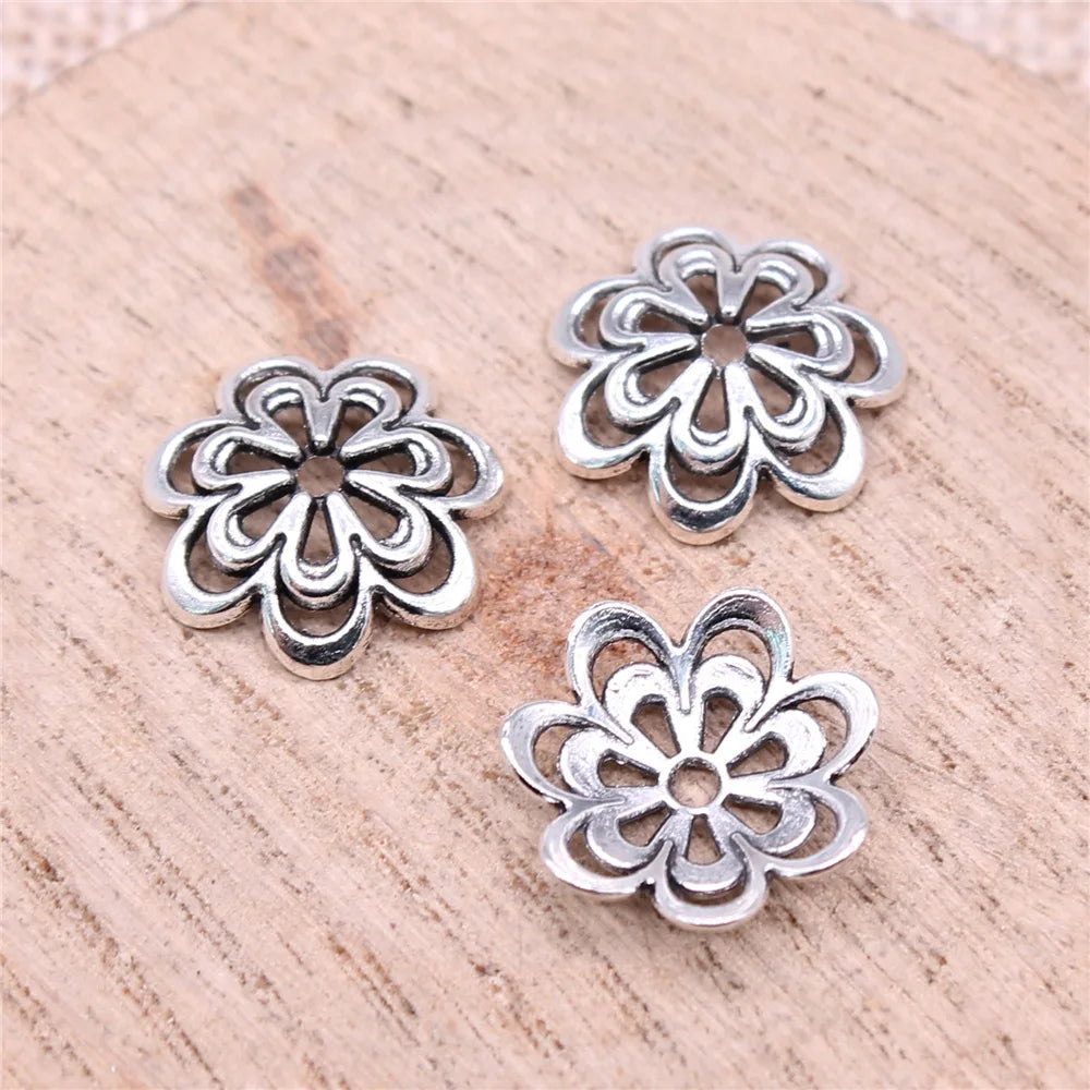 14mm 0.7g Multicolor Zinc Alloy Flower Bead Caps for DIY Necklace Bracelet Earring Making