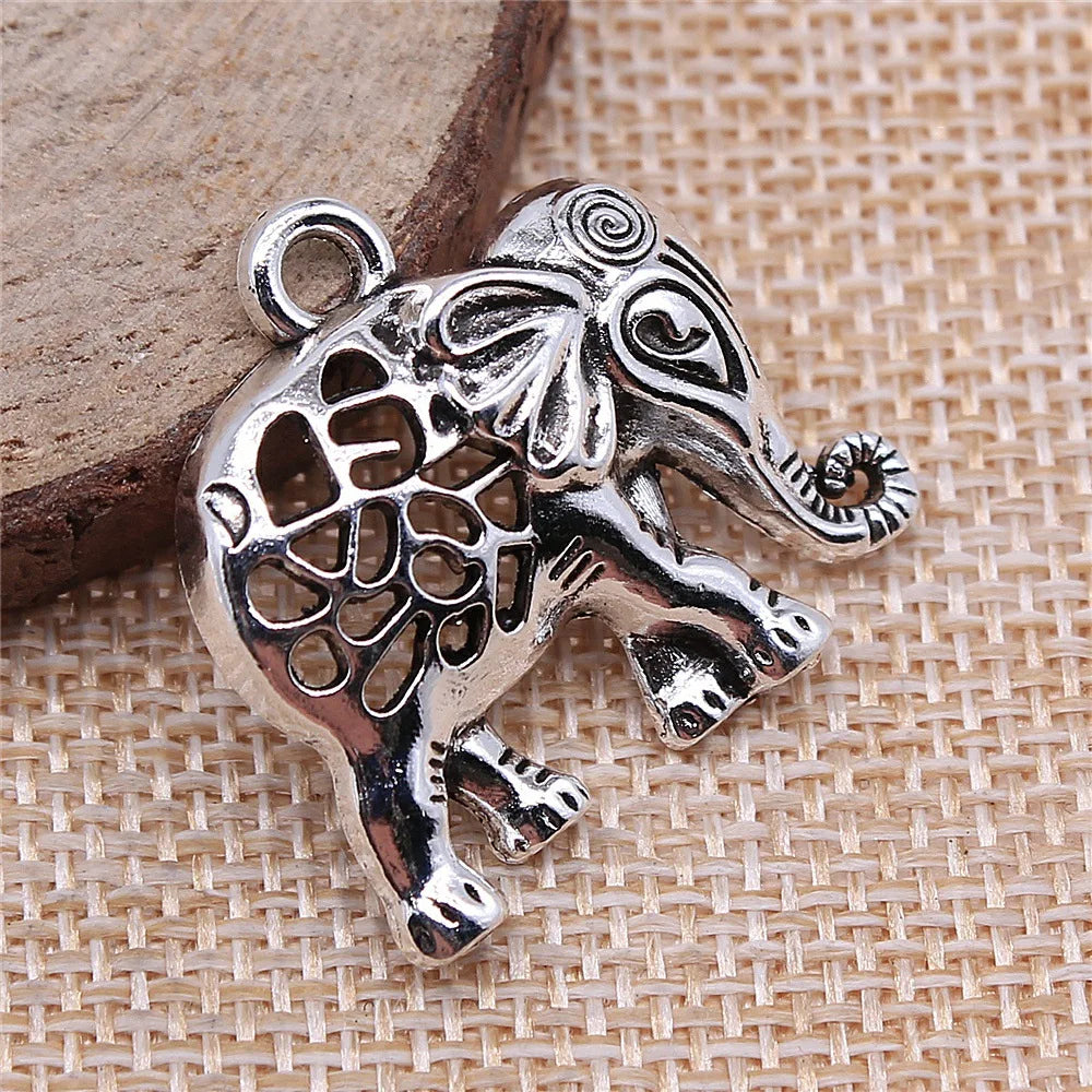 27x29mm 4.5g Multicolor Zinc Alloy Hollow Elephant Charm Pendant for DIY Necklace Bracelet Making