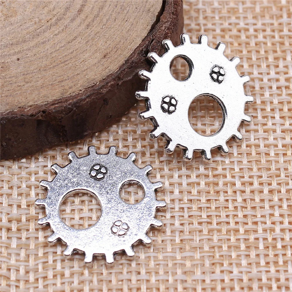 19x19mm 1.8g Multi-Color Zinc Alloy Gear Charm Pendant for Necklace Bracelet DIY Jewelry Making