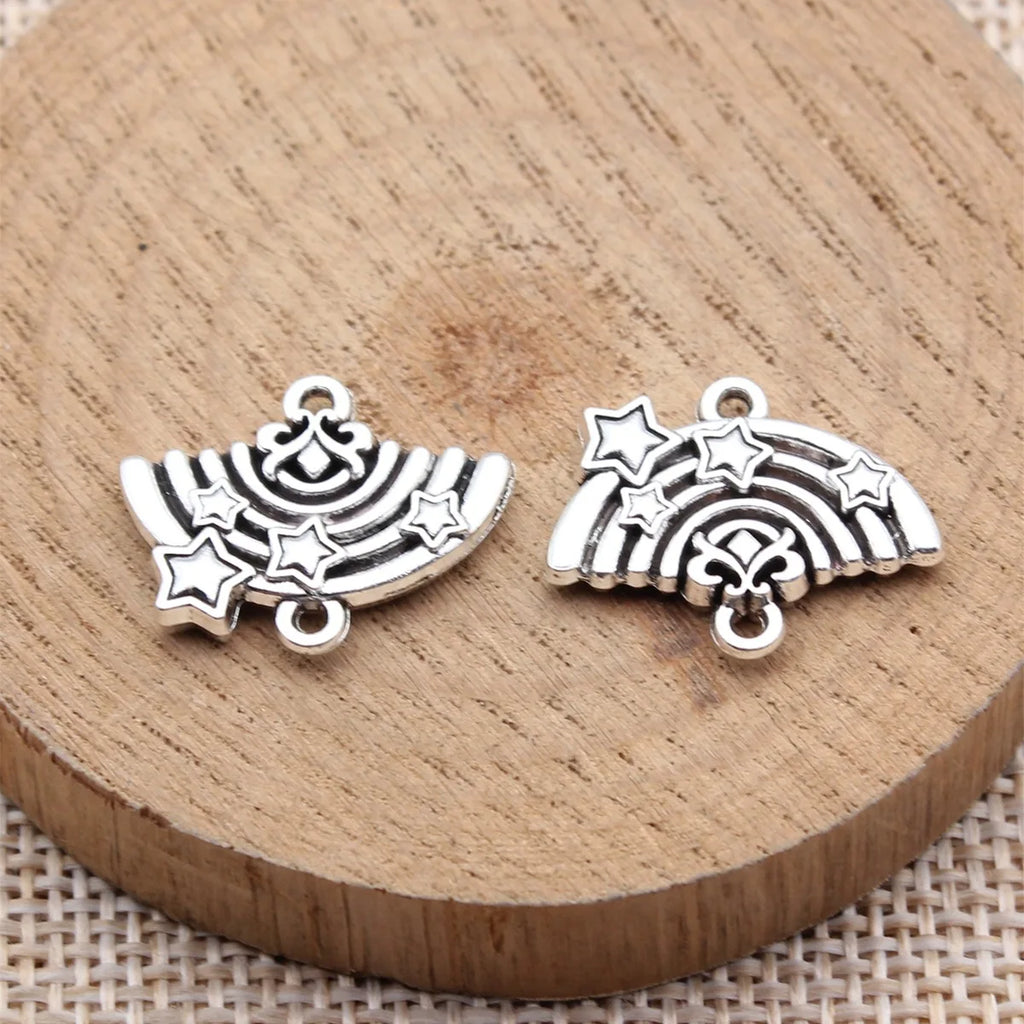 20x16mm 2.3g Antique Silver Zinc Alloy Rainbow Connector Charm for DIY Bracelet Necklace Jewelry